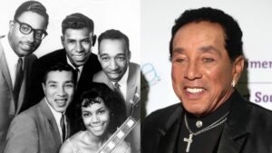 Left: The Miracles (1962 Tamla publicity photo, Public Domain Use). Right: Smokey Robinson (By Gage Skidmore - Creative Commons)