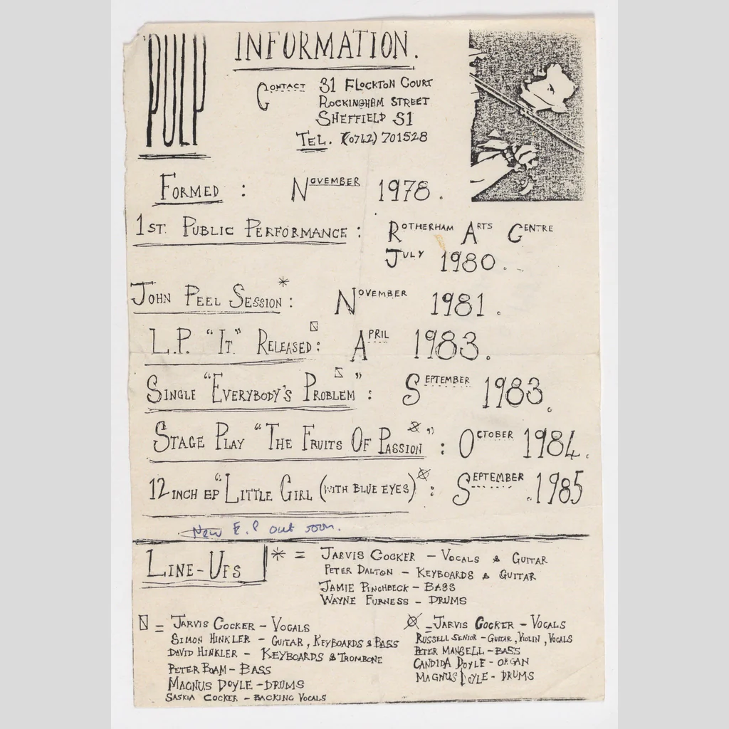 Pulp Information Sheet - 1985 (Credit: Mark Webber)