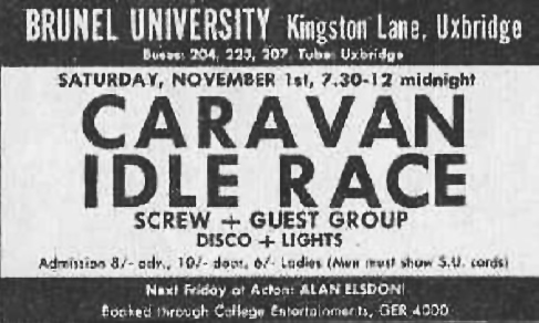 Genesis, first public gig, Brunel University on 1 November 1969  - from genesis-news.com