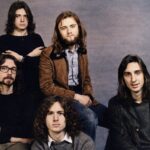 Genesis publicity photo, colourised, 1971: Steve Hackett, Peter Gabriel, Tony Banks, Phil Collins, Mike Rutherford