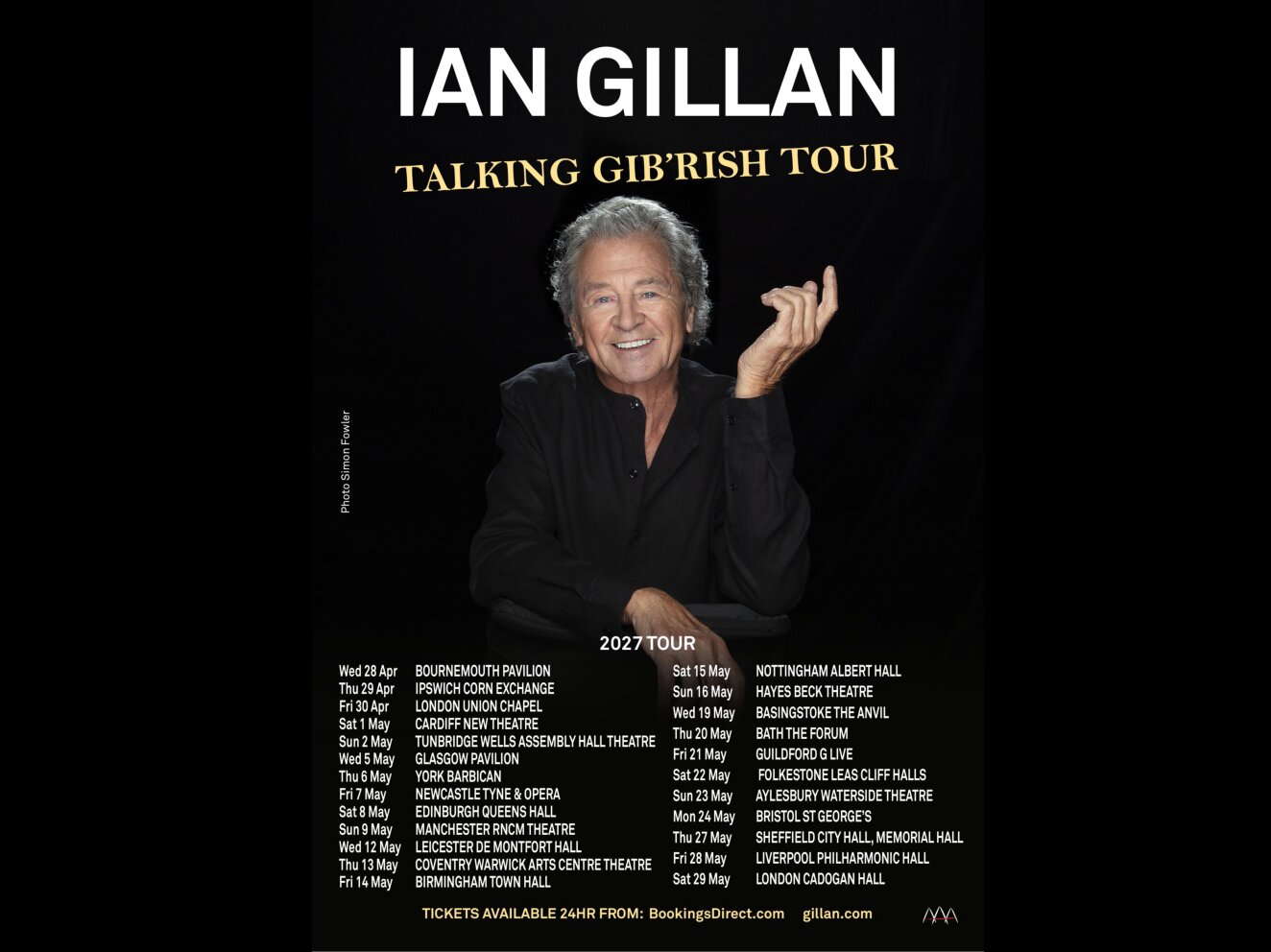 Ian Gillan, Talking Gib’rish Tour poster (photo - Simon Fowler)