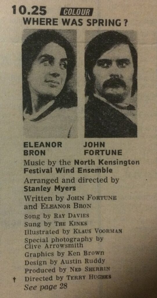 Where Was Spring? TV listing from https://missingepisodes.proboards.com/thread/7800/where-spring-bbc2-1969-70